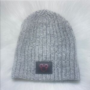 Love Your Melon Gray Knit Beanie with Mouse Patch